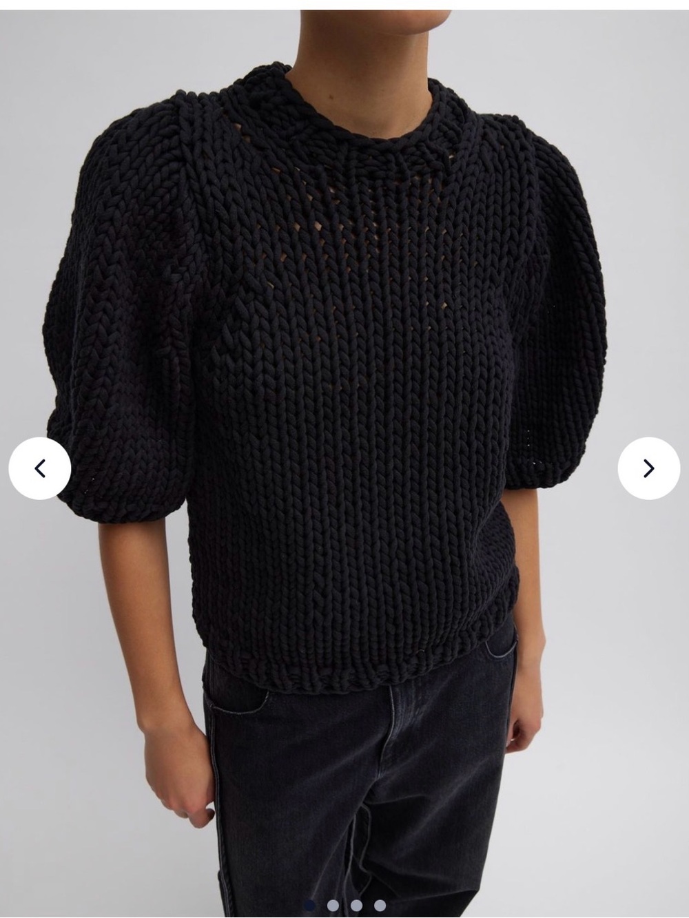 Tibi Deluxe Tube Yarn Knit Mini Puff-Sleeve Sweater